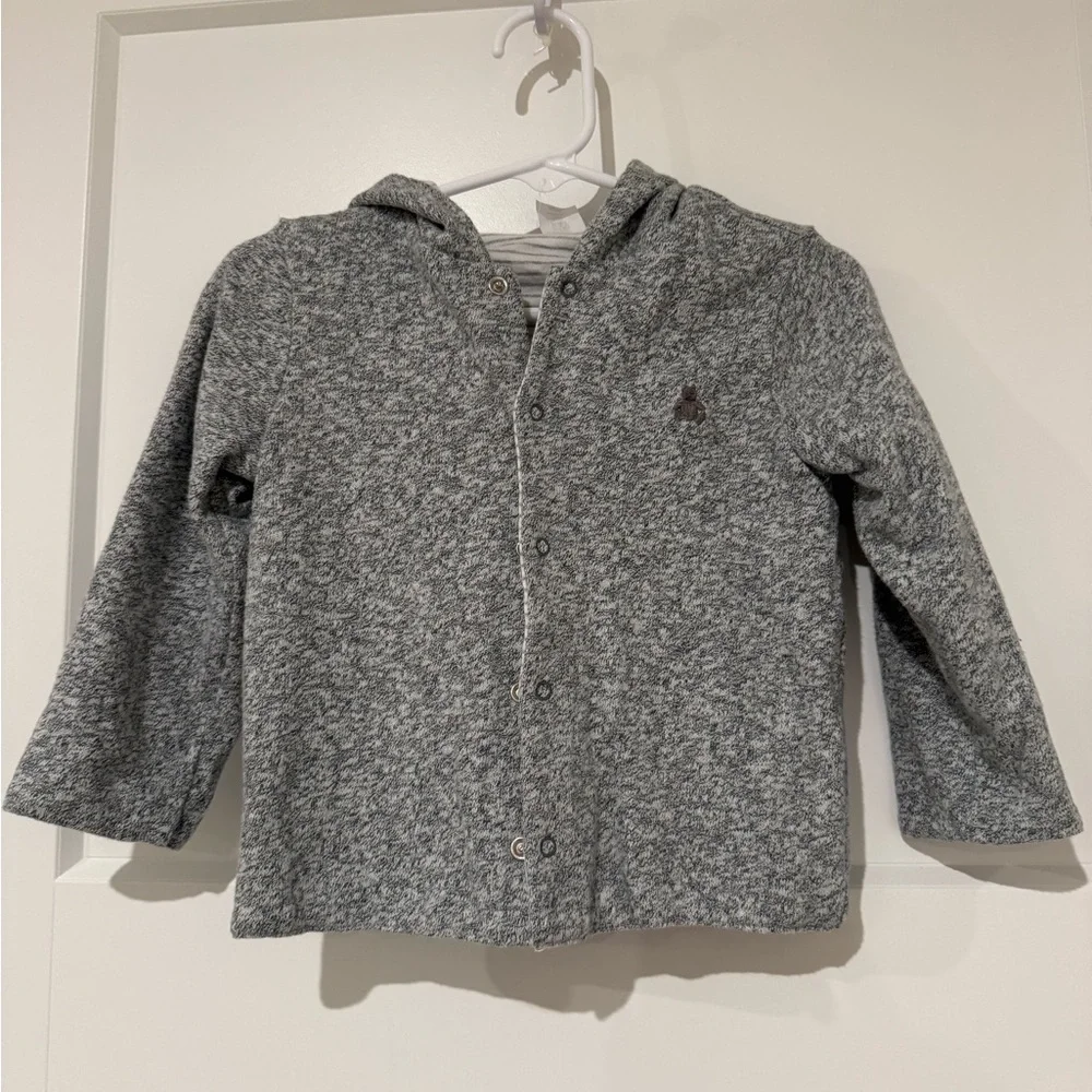 GAP Kids Heather Gray Hooded Snap-Front Reversible Sweatshirt